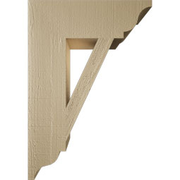 Ekena Millwork - BKTUR055X18X26TRA01RCPR - Timberthane Faux Wood Traditional Style Bracket, Traditional Ends, 5 1/2"W x 18"D x 26"H, Primed Tan