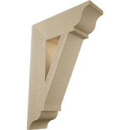 Ekena Millwork - BKTUR055X18X26TRA01RCPR - Timberthane Faux Wood Traditional Style Bracket, Traditional Ends, 5 1/2"W x 18"D x 26"H, Primed Tan