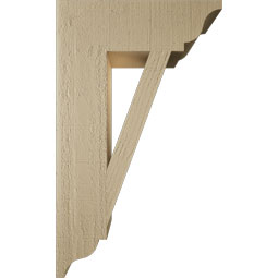 Ekena Millwork - BKTUR055X18X30TRA01RCPR - Timberthane Faux Wood Traditional Style Bracket, Traditional Ends, 5 1/2"W x 18"D x 30"H, Primed Tan