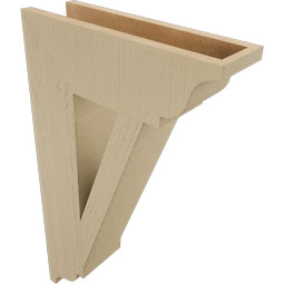 Ekena Millwork - BKTUR055X18X30TRA01RCPR - Timberthane Faux Wood Traditional Style Bracket, Traditional Ends, 5 1/2"W x 18"D x 30"H, Primed Tan