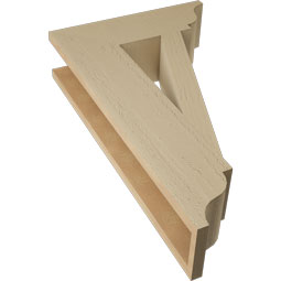Ekena Millwork - BKTUR055X18X30TRA01RCPR - Timberthane Faux Wood Traditional Style Bracket, Traditional Ends, 5 1/2"W x 18"D x 30"H, Primed Tan