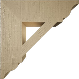 Ekena Millwork - BKTUR055X20X20TRA01RCPR - Timberthane Faux Wood Traditional Style Bracket, Traditional Ends, 5 1/2"W x 20"D x 20"H, Primed Tan
