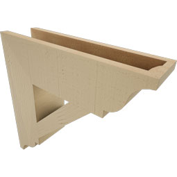 Ekena Millwork - BKTUR055X20X20TRA01RCPR - Timberthane Faux Wood Traditional Style Bracket, Traditional Ends, 5 1/2"W x 20"D x 20"H, Primed Tan