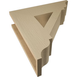 Ekena Millwork - BKTUR055X20X20TRA01RCPR - Timberthane Faux Wood Traditional Style Bracket, Traditional Ends, 5 1/2"W x 20"D x 20"H, Primed Tan