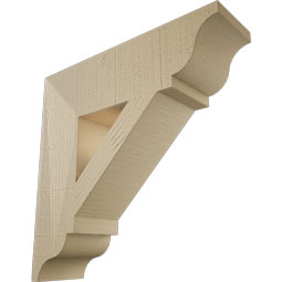 Ekena Millwork - BKTUR055X20X20TRA01RCPR - Timberthane Faux Wood Traditional Style Bracket, Traditional Ends, 5 1/2"W x 20"D x 20"H, Primed Tan