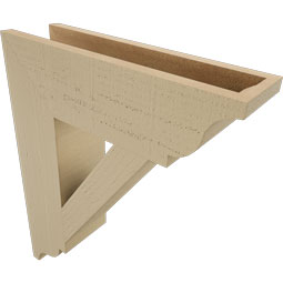 Ekena Millwork - BKTUR055X20X24TRA01RCPR - Timberthane Faux Wood Traditional Style Bracket, Traditional Ends, 5 1/2"W x 20"D x 24"H, Primed Tan