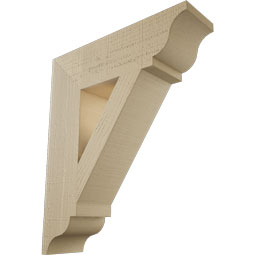 Ekena Millwork - BKTUR055X20X24TRA01RCPR - Timberthane Faux Wood Traditional Style Bracket, Traditional Ends, 5 1/2"W x 20"D x 24"H, Primed Tan