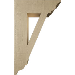 Ekena Millwork - BKTUR055X20X32TRA01RCPR - Timberthane Faux Wood Traditional Style Bracket, Traditional Ends, 5 1/2"W x 20"D x 32"H, Primed Tan