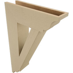 Ekena Millwork - BKTUR055X20X32TRA01RCPR - Timberthane Faux Wood Traditional Style Bracket, Traditional Ends, 5 1/2"W x 20"D x 32"H, Primed Tan