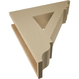 Ekena Millwork - BKTUR055X22X22TRA01RCPR - Timberthane Faux Wood Traditional Style Bracket, Traditional Ends, 5 1/2"W x 22"D x 22"H, Primed Tan