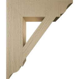 Ekena Millwork - BKTUR055X22X26TRA01RCPR - Timberthane Faux Wood Traditional Style Bracket, Traditional Ends, 5 1/2"W x 22"D x 26"H, Primed Tan