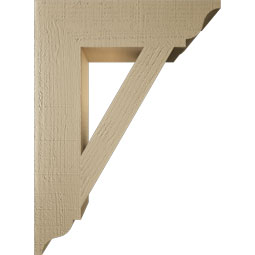 Ekena Millwork - BKTUR055X22X30TRA01RCPR - Timberthane Faux Wood Traditional Style Bracket, Traditional Ends, 5 1/2"W x 22"D x 30"H, Primed Tan