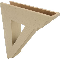 Ekena Millwork - BKTUR055X22X30TRA01RCPR - Timberthane Faux Wood Traditional Style Bracket, Traditional Ends, 5 1/2"W x 22"D x 30"H, Primed Tan