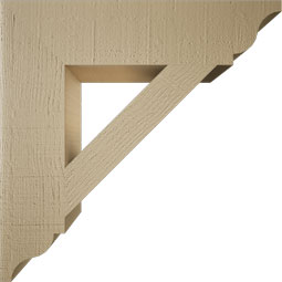 Ekena Millwork - BKTUR055X24X24TRA01RCPR - Timberthane Faux Wood Traditional Style Bracket, Traditional Ends, 5 1/2"W x 24"D x 24"H, Primed Tan