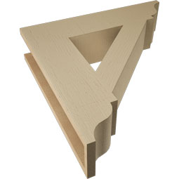 Ekena Millwork - BKTUR055X24X24TRA01RCPR - Timberthane Faux Wood Traditional Style Bracket, Traditional Ends, 5 1/2"W x 24"D x 24"H, Primed Tan