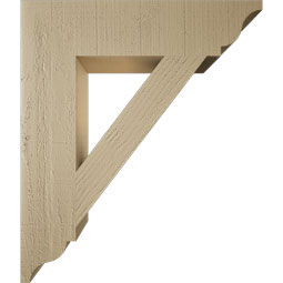 Ekena Millwork - BKTUR055X24X28TRA01RCPR - Timberthane Faux Wood Traditional Style Bracket, Traditional Ends, 5 1/2"W x 24"D x 28"H, Primed Tan