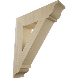 Ekena Millwork - BKTUR055X24X28TRA01RCPR - Timberthane Faux Wood Traditional Style Bracket, Traditional Ends, 5 1/2"W x 24"D x 28"H, Primed Tan