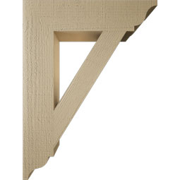 Ekena Millwork - BKTUR055X24X32TRA01RCPR - Timberthane Faux Wood Traditional Style Bracket, Traditional Ends, 5 1/2"W x 24"D x 32"H, Primed Tan