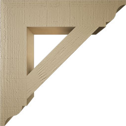 Ekena Millwork - BKTUR055X26X26TRA01RCPR - Timberthane Faux Wood Traditional Style Bracket, Traditional Ends, 5 1/2"W x 26"D x 26"H, Primed Tan