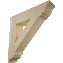 Ekena Millwork - BKTUR055X26X26TRA01RCPR - Timberthane Faux Wood Traditional Style Bracket, Traditional Ends, 5 1/2"W x 26"D x 26"H, Primed Tan