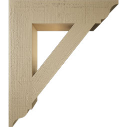 Ekena Millwork - BKTUR055X26X30TRA01RCPR - Timberthane Faux Wood Traditional Style Bracket, Traditional Ends, 5 1/2"W x 26"D x 30"H, Primed Tan