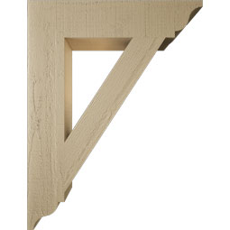 Ekena Millwork - BKTUR055X26X34TRA01RCPR - Timberthane Faux Wood Traditional Style Bracket, Traditional Ends, 5 1/2"W x 26"D x 34"H, Primed Tan
