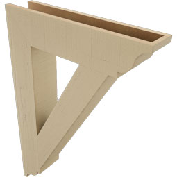 Ekena Millwork - BKTUR055X26X38TRA01RCPR - Timberthane Faux Wood Traditional Style Bracket, Traditional Ends, 5 1/2"W x 26"D x 38"H, Primed Tan