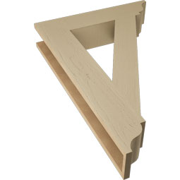Ekena Millwork - BKTUR055X26X38TRA01RCPR - Timberthane Faux Wood Traditional Style Bracket, Traditional Ends, 5 1/2"W x 26"D x 38"H, Primed Tan