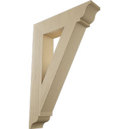 Ekena Millwork - BKTUR055X26X38TRA01RCPR - Timberthane Faux Wood Traditional Style Bracket, Traditional Ends, 5 1/2"W x 26"D x 38"H, Primed Tan