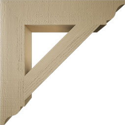 Ekena Millwork - BKTUR055X28X28TRA01RCPR - Timberthane Faux Wood Traditional Style Bracket, Traditional Ends, 5 1/2"W x 28"D x 28"H, Primed Tan