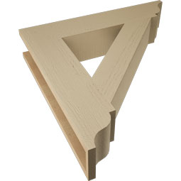 Ekena Millwork - BKTUR055X28X28TRA01RCPR - Timberthane Faux Wood Traditional Style Bracket, Traditional Ends, 5 1/2"W x 28"D x 28"H, Primed Tan
