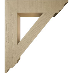 Ekena Millwork - BKTUR055X28X32TRA01RCPR - Timberthane Faux Wood Traditional Style Bracket, Traditional Ends, 5 1/2"W x 28"D x 32"H, Primed Tan