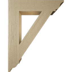 Ekena Millwork - BKTUR055X28X36TRA01RCPR - Timberthane Faux Wood Traditional Style Bracket, Traditional Ends, 5 1/2"W x 28"D x 36"H, Primed Tan