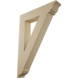 Ekena Millwork - BKTUR055X30X42TRA01RCPR - Timberthane Faux Wood Traditional Style Bracket, Traditional Ends, 5 1/2"W x 30"D x 42"H, Primed Tan