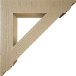 Ekena Millwork - BKTUR055X32X32TRA01RCPR - Timberthane Faux Wood Traditional Style Bracket, Traditional Ends, 5 1/2"W x 32"D x 32"H, Primed Tan