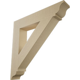 Ekena Millwork - BKTUR055X32X32TRA01RCPR - Timberthane Faux Wood Traditional Style Bracket, Traditional Ends, 5 1/2"W x 32"D x 32"H, Primed Tan