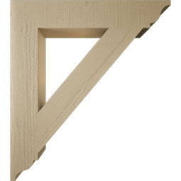 Ekena Millwork - BKTUR055X32X36TRA01RCPR - Timberthane Faux Wood Traditional Style Bracket, Traditional Ends, 5 1/2"W x 32"D x 36"H, Primed Tan