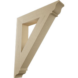 Ekena Millwork - BKTUR055X32X38TRA01RCPR - Timberthane Faux Wood Traditional Style Bracket, Traditional Ends, 5 1/2"W x 32"D x 38"H, Primed Tan