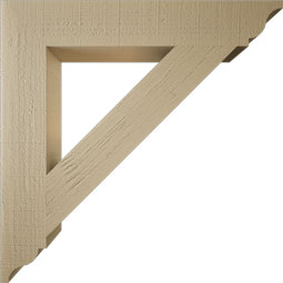 Ekena Millwork - BKTUR055X34X34TRA01RCPR - Timberthane Faux Wood Traditional Style Bracket, Traditional Ends, 5 1/2"W x 34"D x 34"H, Primed Tan
