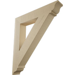 Ekena Millwork - BKTUR055X34X38TRA01RCPR - Timberthane Faux Wood Traditional Style Bracket, Traditional Ends, 5 1/2"W x 34"D x 38"H, Primed Tan
