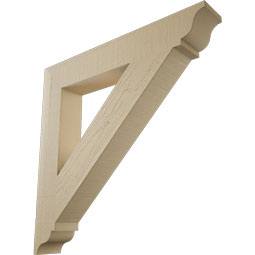 Ekena Millwork - BKTUR055X36X36TRA01RCPR - Timberthane Faux Wood Traditional Style Bracket, Traditional Ends, 5 1/2"W x 36"D x 36"H, Primed Tan