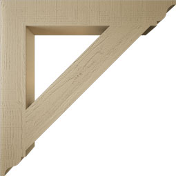 Ekena Millwork - BKTUR055X38X38TRA01RCPR - Timberthane Faux Wood Traditional Style Bracket, Traditional Ends, 5 1/2"W x 38"D x 38"H, Primed Tan