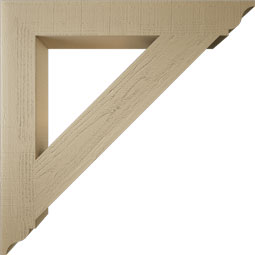 Ekena Millwork - BKTUR055X40X40TRA01RCPR - Timberthane Faux Wood Traditional Style Bracket, Traditional Ends, 5 1/2"W x 40"D x 40"H, Primed Tan