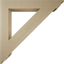 Ekena Millwork - BKTUR055X42X42TRA01RCPR - Timberthane Faux Wood Traditional Style Bracket, Traditional Ends, 5 1/2"W x 42"D x 42"H, Primed Tan