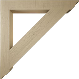Ekena Millwork - BKTUR055X46X46TRA01RCPR - Timberthane Faux Wood Traditional Style Bracket, Traditional Ends, 5 1/2"W x 46"D x 46"H, Primed Tan
