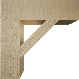 Ekena Millwork - BKTUR035X14X14TRA05RCPR - Timberthane Faux Wood Traditional Style Bracket, Block Ends, 3 1/2"W x 14"D x 14"H, Primed Tan