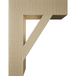 Ekena Millwork - BKTUR035X14X18TRA05RCPR - Timberthane Faux Wood Traditional Style Bracket, Block Ends, 3 1/2"W x 14"D x 18"H, Primed Tan