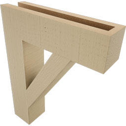 Ekena Millwork - BKTUR035X14X18TRA05RCPR - Timberthane Faux Wood Traditional Style Bracket, Block Ends, 3 1/2"W x 14"D x 18"H, Primed Tan