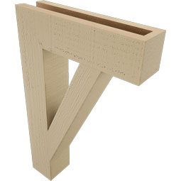 Ekena Millwork - BKTUR035X14X22TRA05RCPR - Timberthane Faux Wood Traditional Style Bracket, Block Ends, 3 1/2"W x 14"D x 22"H, Primed Tan