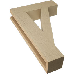 Ekena Millwork - BKTUR035X14X22TRA05RCPR - Timberthane Faux Wood Traditional Style Bracket, Block Ends, 3 1/2"W x 14"D x 22"H, Primed Tan